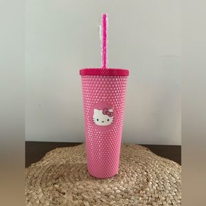 🎀NEW Hello Kitty Cup Studded Tumbler with Straw & Lid PINK